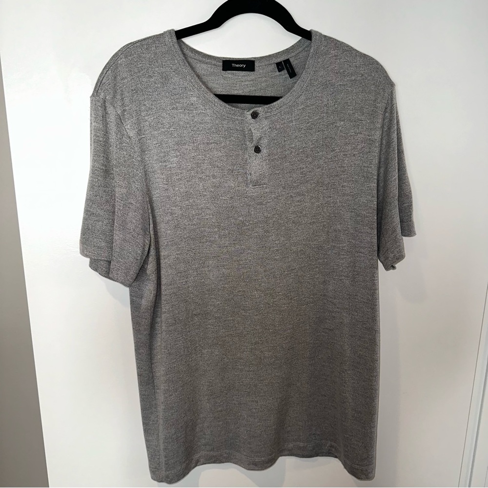 Theory Men's Gray Henley Shirt